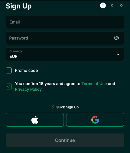 Registration at Luckygem casino
